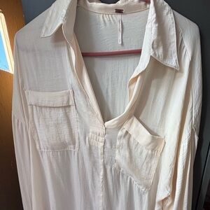 Free People Cream Blouse with Pockets